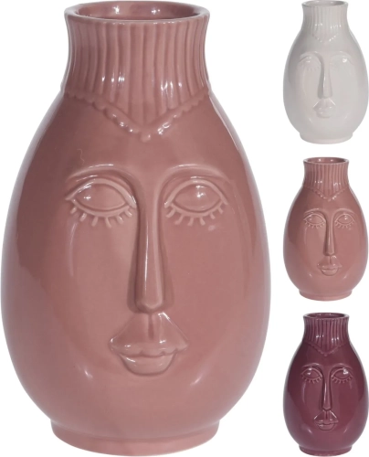 Wazon Ceramiczny Twarz 19cm - 3 kolory