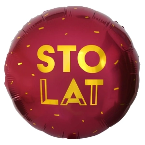 Balon Foliowy Sto Lat 36cm - Bordowy
