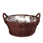 Kosz Wiklinowy Ogródek z Rączkami 37cm - Brązowy