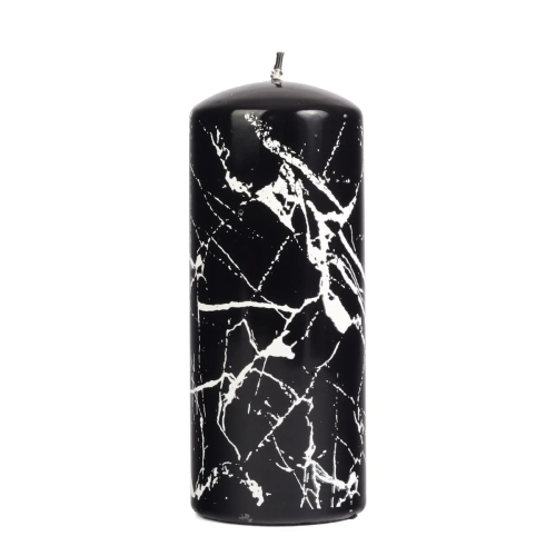 Świeca Marmurek Słupek 8x20cm - Czarny/Biały