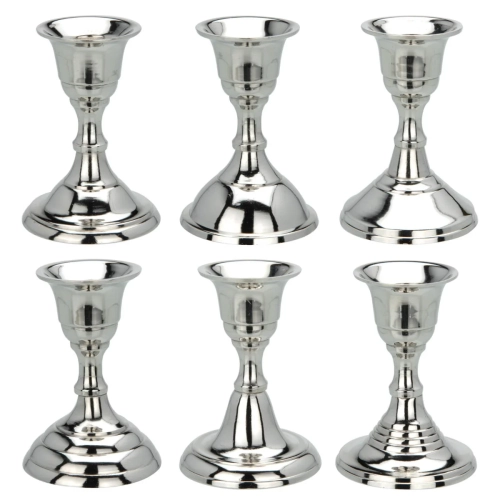 Świecznik Metalowy Lichtarz 8cm - Srebrny