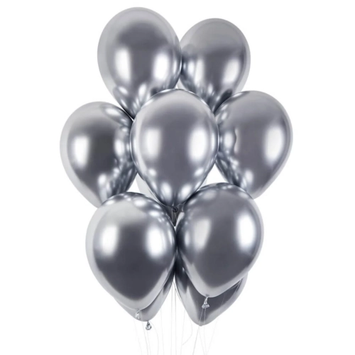 Balony Lateksowe Srebrny Chrom kpl. 50szt