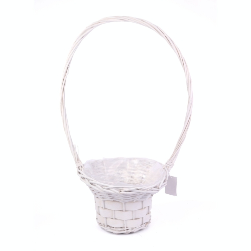 Kosz Wiklinowy Okrągły z Pałąkiem 62cm - Biały