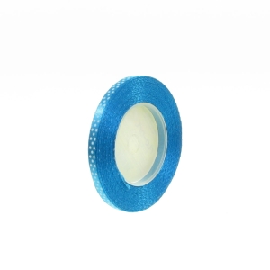 Wstążka Satynowa w Kropki 6mm 22,5mb – Lazurowy Niebieski Nr 47
