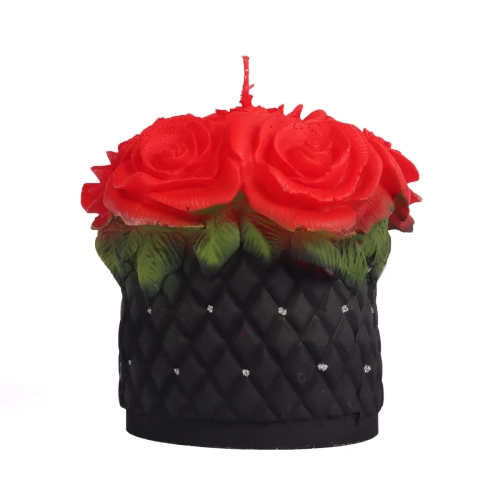 Świeca Rose Box 12x10cm - Czerwony