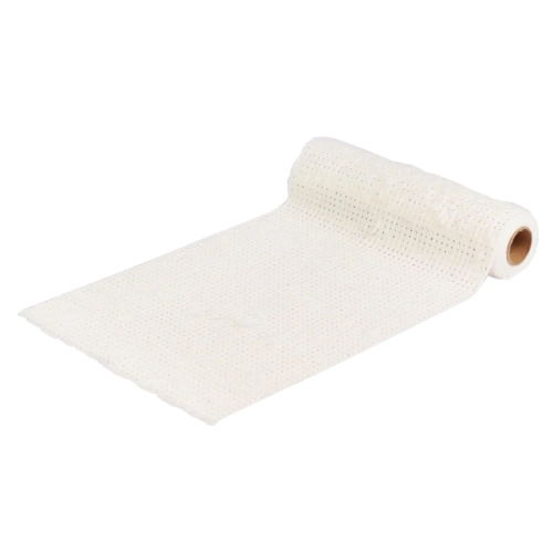 Bieżnik Ozdobny Futerko Złote Kropki 28cmx4,5m - Biały