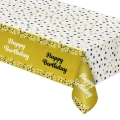 Obrus Foliowy Happy Birthday 137x183cm - Biały/Złoty