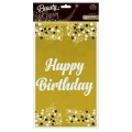 Obrus Foliowy Happy Birthday 137x183cm - Biały/Złoty