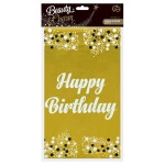 Obrus Foliowy Happy Birthday 137x183cm - Biały/Złoty