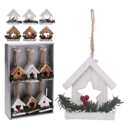 Zawieszka Drewniana Domek 10cm - 2 kolory