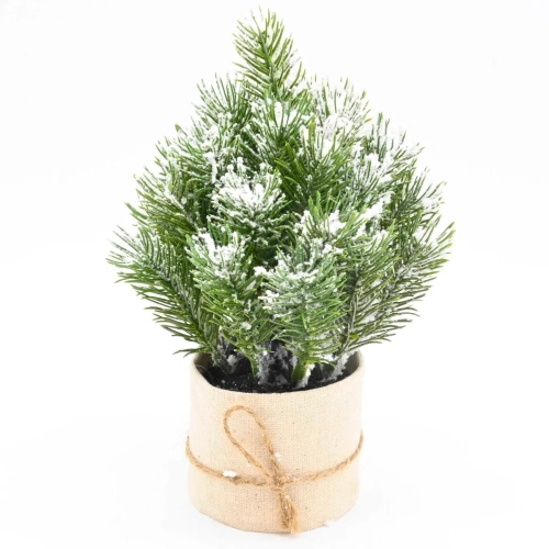 Choinka Mini w Jucie Ośnieżona 17cm