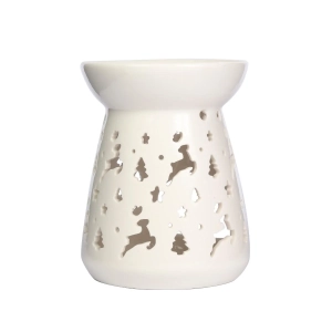 Świąteczny Kominek Eteryczny Reniferki 13cm - Biały