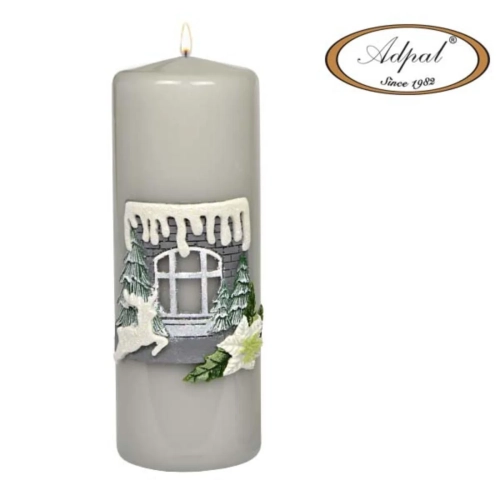 Świeca Magic Window Słupek 7x20cm - Szary
