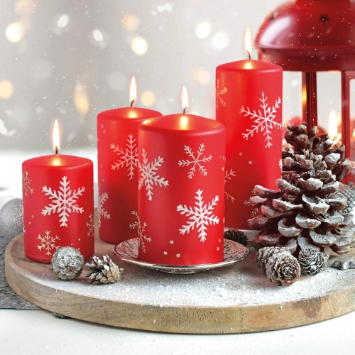 Świeca Frost Słupek 8x9cm - Czerwony