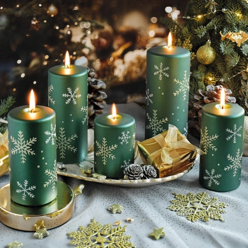 Świeca Frost Słupek 8x17cm - Zielony
