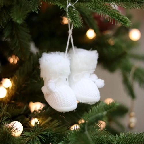 Zawieszka Świąteczna Białe Buciki 7cm 