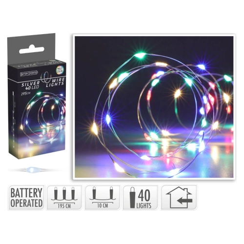 Lampki LED 40 Diod Łezka na Baterie - Multi 