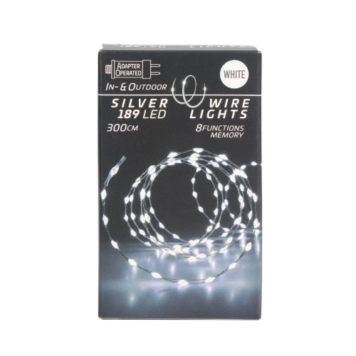 Lampki Choinkowe LED 189 Diod Łezka 3m wew/zew - Zimny Biały