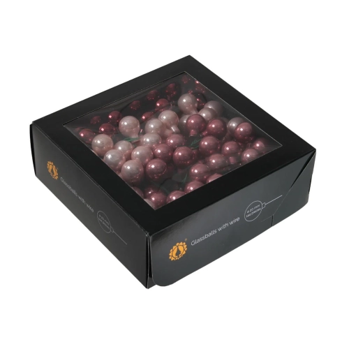Bombki Szklane na Druciku 20mm Kartonik kpl. 144szt Błysk/Mat - Pastelowy Różowy