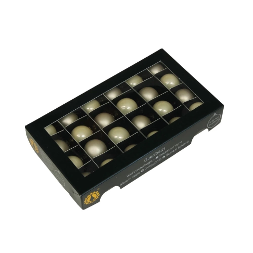 Bombki Szklane 25mm Kartonik kpl. 24szt Błysk/Mat - Szampan