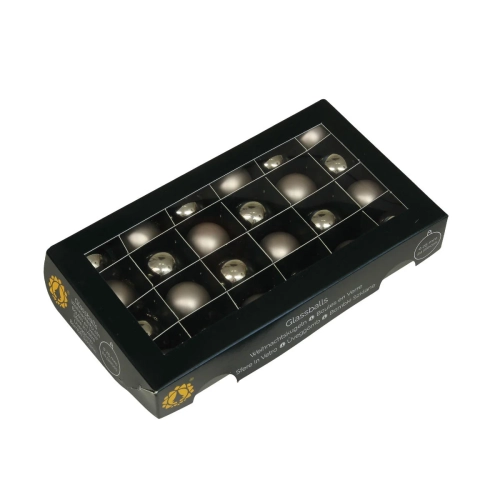 Bombki Szklane 25mm Kartonik kpl. 24szt Błysk/Mat - Złoty/Beżowy