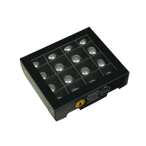 Bombki Szklane 30mm Kartonik kpl. 16szt Błysk - Srebrny