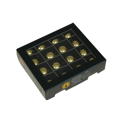 Bombki Szklane 30mm Kartonik kpl. 16szt Błysk - Jasny Złoty