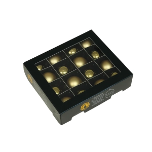 Bombki Szklane 30mm Kartonik kpl. 16szt Błysk/Mat - Jasny Złoty