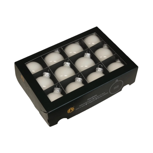 Bombki Szklane 57mm Kartonik kpl. 12szt Opal - Biały