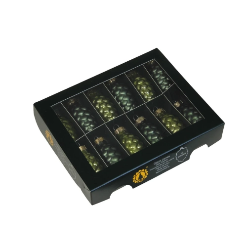 Bombki Szklane Szyszki 60mm Kartonik kpl. 12szt Błysk/Mat - Zielony