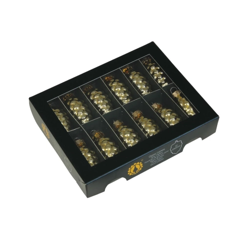 Bombki Szklane Szyszki 60mm Kartonik kpl. 12szt Błysk - Jasny Złoty