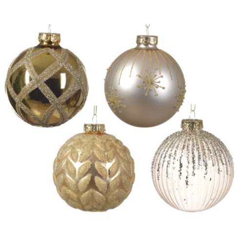 Bombki Choinkowe Szklane z Brokatem Złote 8cm
