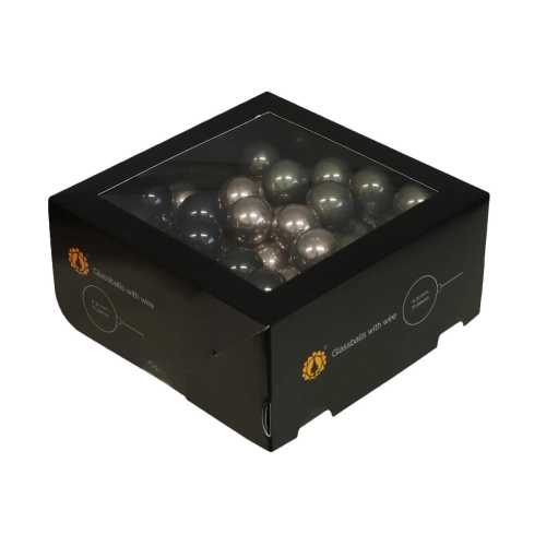 Bombki Szklane na Druciku 30mm Kartonik kpl. 72szt Błysk - Juniper