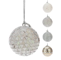 Bombki Choinkowe Ozdobne 7cm kpl. 12szt - Biały/Srebrny