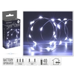 Lampki LED 40 Diod Łezka na Baterie - Biały Zimny
