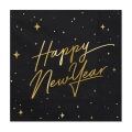 Serwetki Papierowe Happy New Year 33cm kpl. 20szt - Czarny