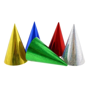 Czapeczki Urodzinowe Holograficzne 16cm kpl. 5szt