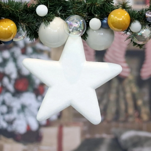 Zawieszka Gwiazda Styropianowa 25cm z Brokatem - Biały