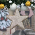 Zawieszka Gwiazda Styropianowa 25cm z Brokatem - Szampan