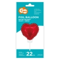 Balon Foliowy Serce na Patyku 22cm - Czerwony