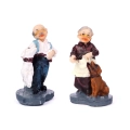 Figurka Dekoracyjna Babcia/Dziadek z Psem 8cm kpl. 4szt