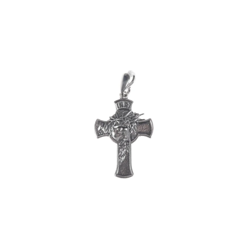 Krzyżyk Srebrny Jezus w Koronie Cierniowej 2,5cm 1,9g