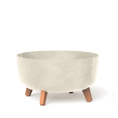 Doniczka Plastikowa Gracia Low Beton Effect 21x38cm - Kremowy