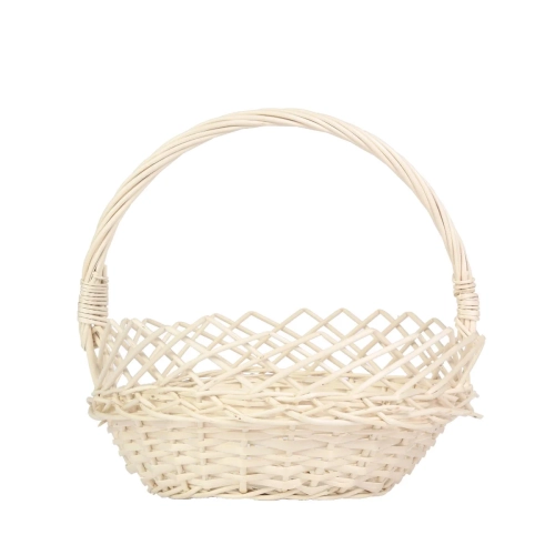 Koszyk Wiklinowy na Święconkę Ząbek 23x23cm - Kremowy