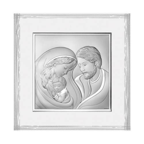 Obrazek Srebrny Święta Rodzina 12x12cm - Biały Panel