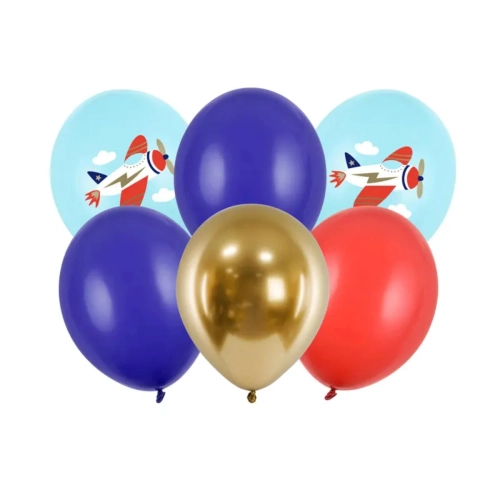 Balony Kolorowe dla Dzieci Samolot 30cm kpl. 6szt