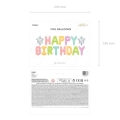 Balony Foliowe Pastel Napis Happy Birthday 35x395cm 