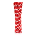 Słomki Papierowe Czerwone w Groszki 20cm kpl. 24szt 