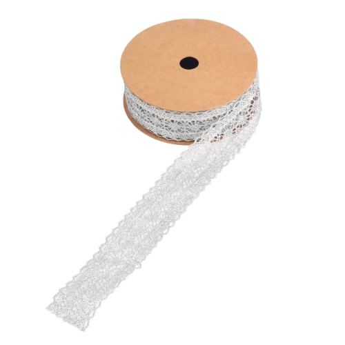 Wstążka Materiałowa Koronka 3,5cmx4,5m - Srebrny