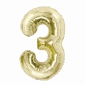 Balon Foliowy 85cm Cyfra 3 - Szampan
